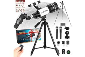NACATIN Telescope for Kids & Adults, 70mm Aperture 300mm Portable Refractor Telescope with 3 Eyepieces & Christmas Stickers -