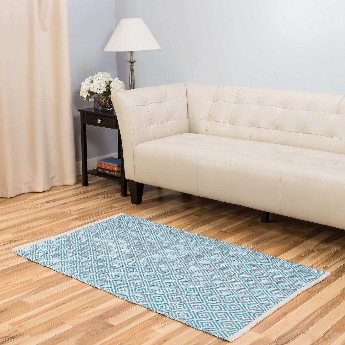 Harbormill 3 x 5 Ft. Turquoise Diamond Area Rug
