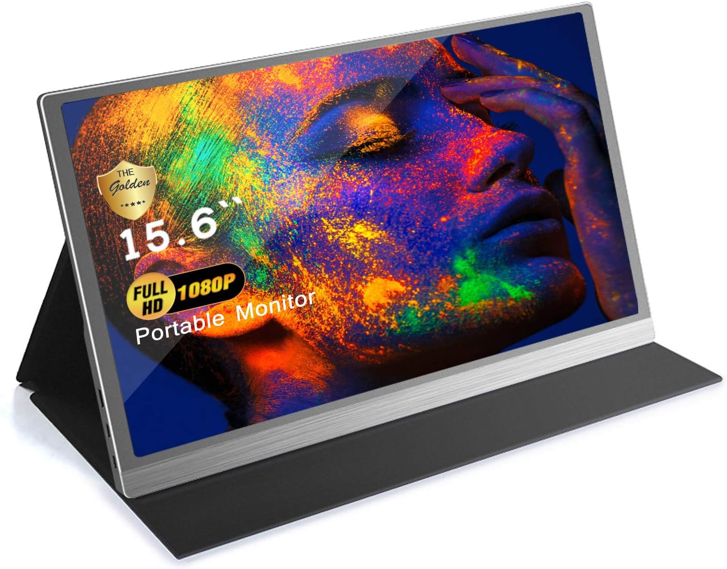 Portable Monitor 1080P 15.6 USB Computer Display Type C Eye Care Second Screen with Mini HDMI Dual Speakers for Laptop Mac iPhone PC Travel Monitor for PS4 NS Switch Include Smart Cover