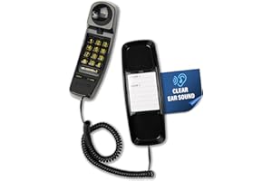 Med-Pat T-4 Full-Featured Trimline Telephone w/Ring/in-Use Light Indicator - Corded Wall Phone w/Full Range Volume Control, Hearing Aid Compatible, Ideal for Hotel, Business & Landline Use- Black