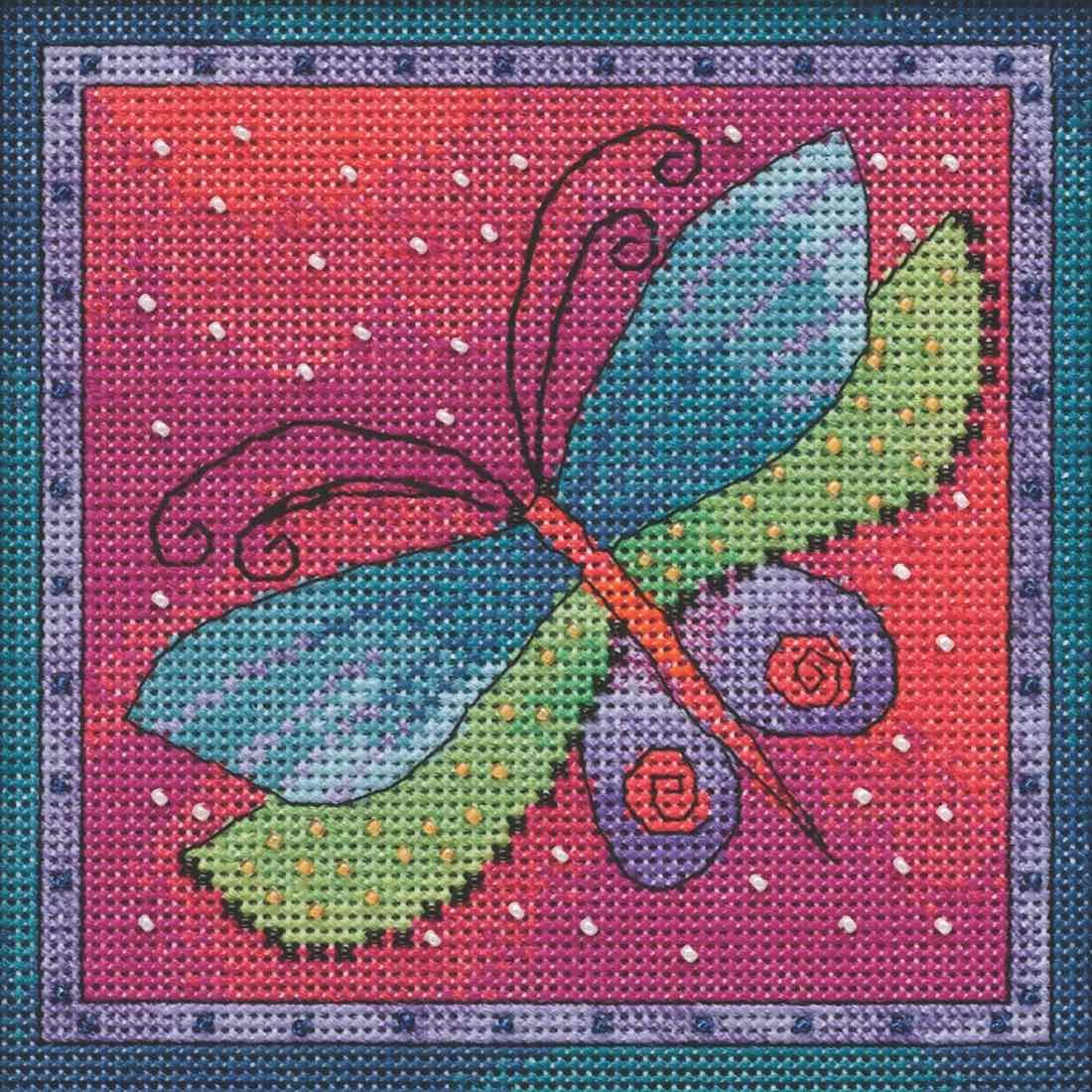 Dragonfly Fuchsia Beaded Counted Cross Stitch Kit Mill Hill 2019 Laurel Burch Flying Colors Collection LB141913