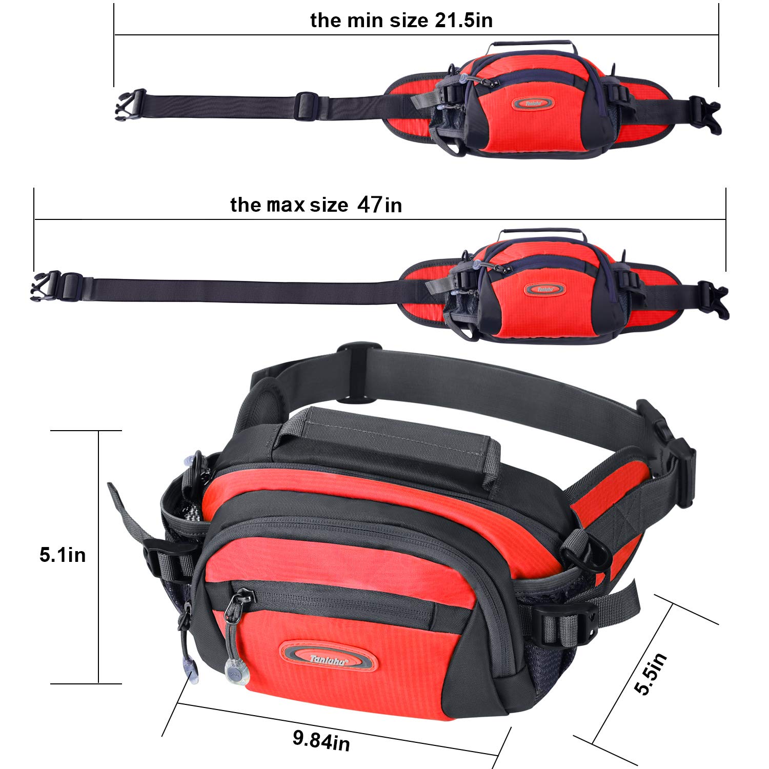 Y&R Direct Fanny Pack Waist Bag Packs Large Running Belt Bum Purse Bags with Bottle Holder Extension Strap Women Men Boy Girls Kids Gifts Waterproof Multicolor Outdoor Walking Hiking (Red)