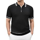 Esabel.C Mens Polo Shirts Short Sleeve Striped Casual Fashion Knit Golf Shirt Regular Fit