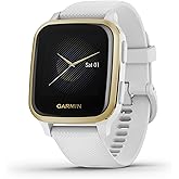 Garmin 010-02427-01 Venu Sq, GPS Smartwatch with Bright Touchscreen Display, Up to 6 Days of Battery Life, Light Gold and Whi