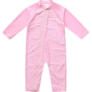 Dovio Baby Toddler Swimsuits Long Sleeve Full Zip UPF 50+ | Sun protection full body chlorine-resistant quick-dry front zip r