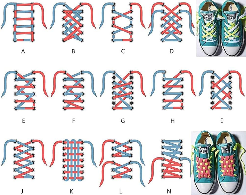 Sechunk flat Cotton Shoelace set of 2 pairs 29 colors Multiple lengths Shoe lace: Shoes