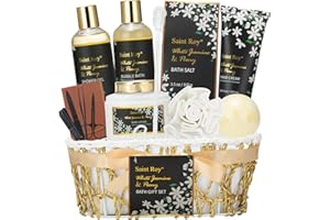 SAINT ROY Spa Gift Basket Set for Women Men Bath and Body Gift Basket for Women Gifts Valentines Gifts Spa Gift Set for Birthday Gift Bath Spa Set Bath Kit Spa Kit Gift Set for Mothers Day Christmas
