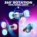 Rodzon RC Car for Kids 6+ Stunt 360° Flip LED Lights 2 Batteries Blue view 2