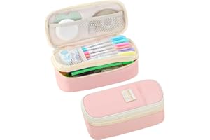 Tergopa Pencil Case Aesthetic Pencil Bag with Zipper Pencil Pouch Big for Girls Kids Teens Adults Stationery Pencil Case Organizer for School Pink