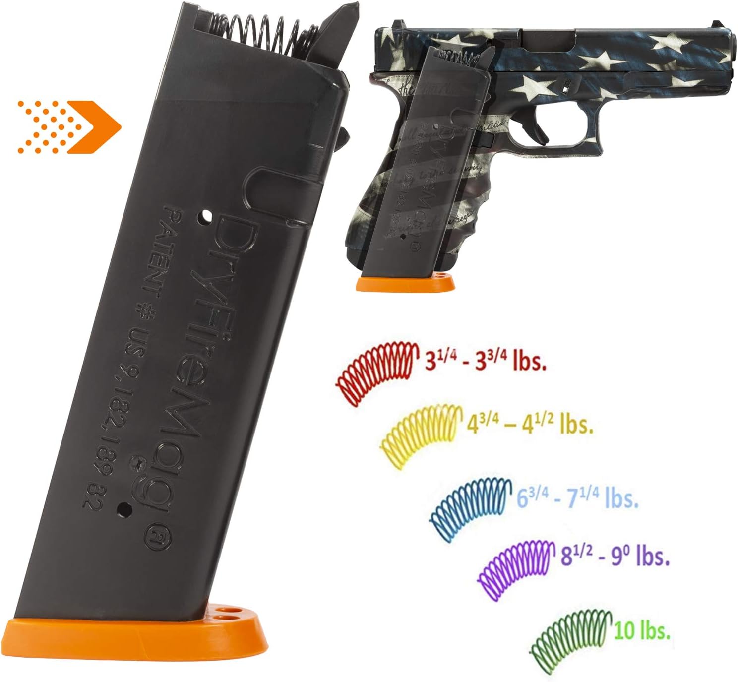 DRYFIREMAG Training Magazine for Glock 9, 40, 357, 45 G.A.P Dry Fire Training with Audible & Tactile Simulation Safe for Use at Home and Uses No Ammo