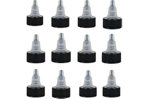 BAWKU NATURALS Black & Natural Plastic Twist Top Caps (20/410) With Press And Seal Liners For Squeeze Bottles Replacement Caps Cosmetic Bottles Arts And Crafts (12 pack)