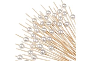 100 Pcs Cocktail Picks for Appetizers - Long Decorative Toothpicks for Party, Fancy Bamboo Skewers Sticks for Food Drink - wh