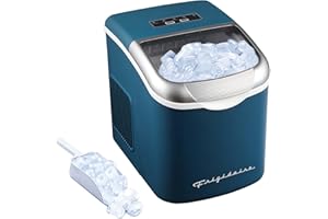 FRIGIDAIRE Retro Compact Ice Maker Machine, Bullet Ice, 26 lb per Day (Blue)