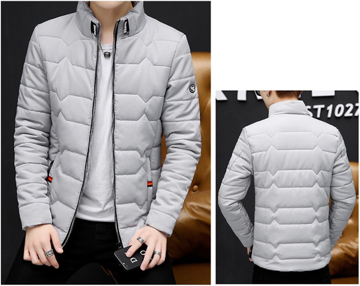 Amazon Happyjp メンズ 中綿ジャケット ダウンジャケット 中綿 綿入れ 無地 スリム ダウンコート ブルゾン 軽量 防風 防寒 冬 カジュアル コート ジャケット 通販