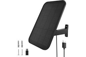 VIRTAVO Solar Panel Compatible with VIRTAVO Cam, Waterproof Solar Charger, Security Certified Continuous Power Supply,with 13ft Cable Micro USB Port & Type-C Adapter,360° Adjustable Bracket