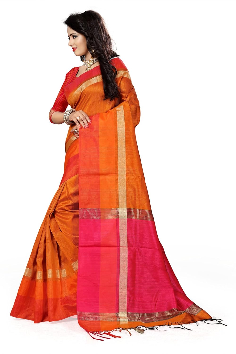 j b fashion cotton saree with blouse piece