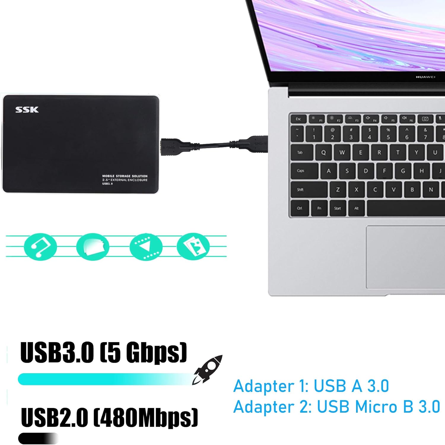YAODHAOD Hard Drive Cable USB A 3.0 to Micro 3.0 Cable 10CM - Image 5
