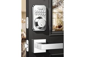 Zowill Keyless Entry Door Lock with 2 Lever Handles, Electronic Keypad Deadbolt, Auto-Locking, Anti-Peeping Password, Digital Smart Code Door Lock, Front Door Handle Sets, Satin Nickel