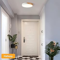 Vikaey Modern LED Ceiling Light, Minimalist Wood