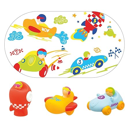 Knorrtoys 37014 - ESCABBO Bademattenset Vroom! mit Badewannenspritzfiguren