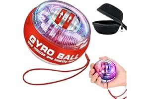 KEOSHIGA Wrist Trainer Ball Auto-Start Gyroscopic Forearm Exerciser Gyro Torque-Ball Hand Exerciser for Strengthen Arms, Fingers, Bones and Muscles, Colorful Lighting (Red)