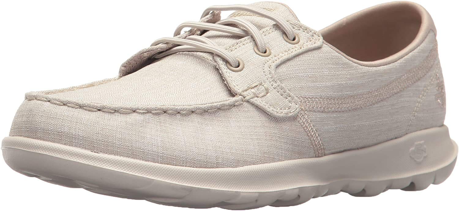 Skechers Women's Go Walk Lite - Isla Boat Shoe, Taupe, 8 M US Image