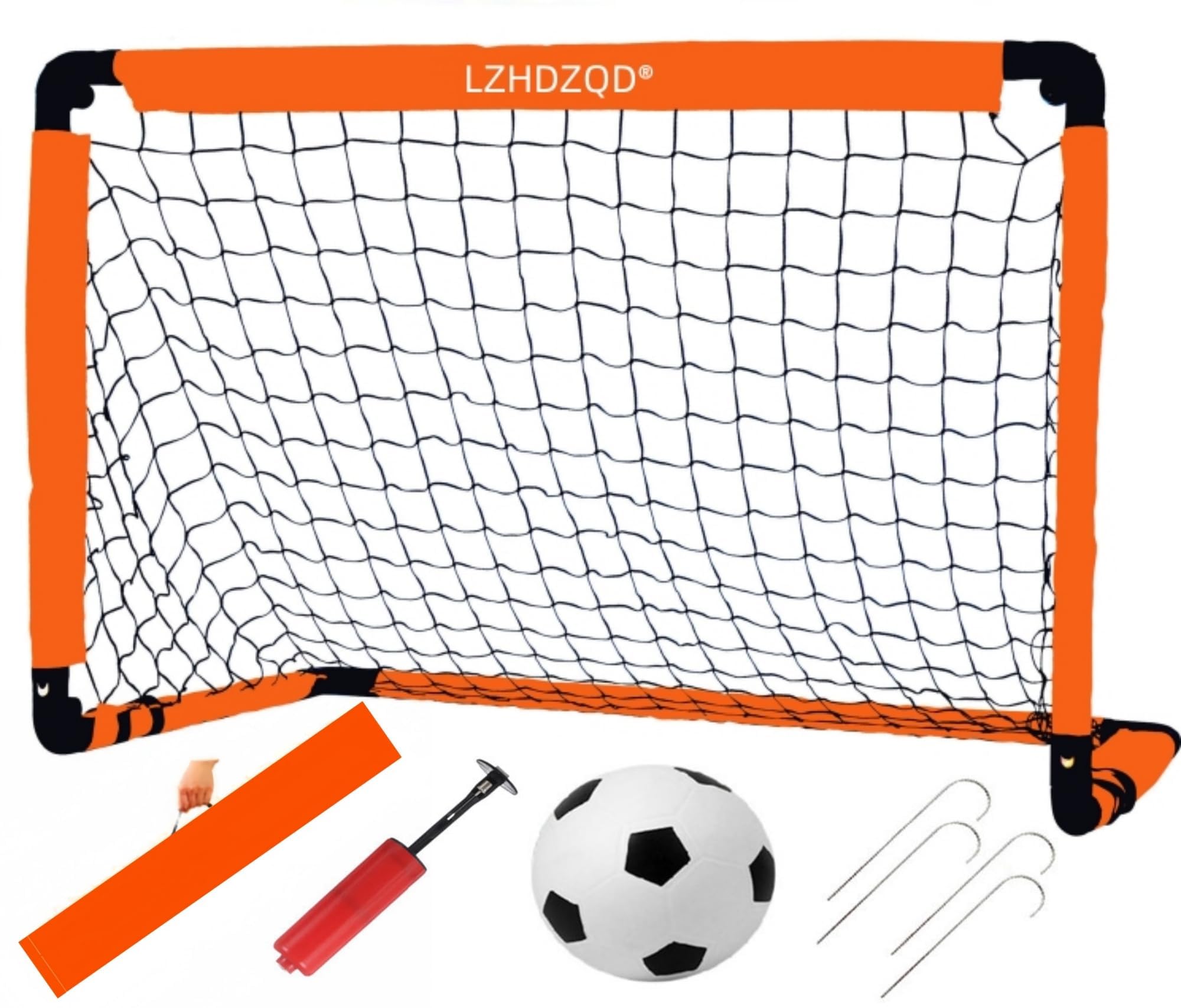 LZHDZQD Kids Football Goal Set for Children Toy Gift, Portable Foldable Goals for the Garden + Indoor + Outdoor Children Toy Aged 1-5(Orange Goal 35.43in X 23.62in + Kids Football 6.3in Set)