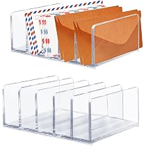 Suwimut Acrylic File Holder For Desk, 5 Section Clear File Sorter...