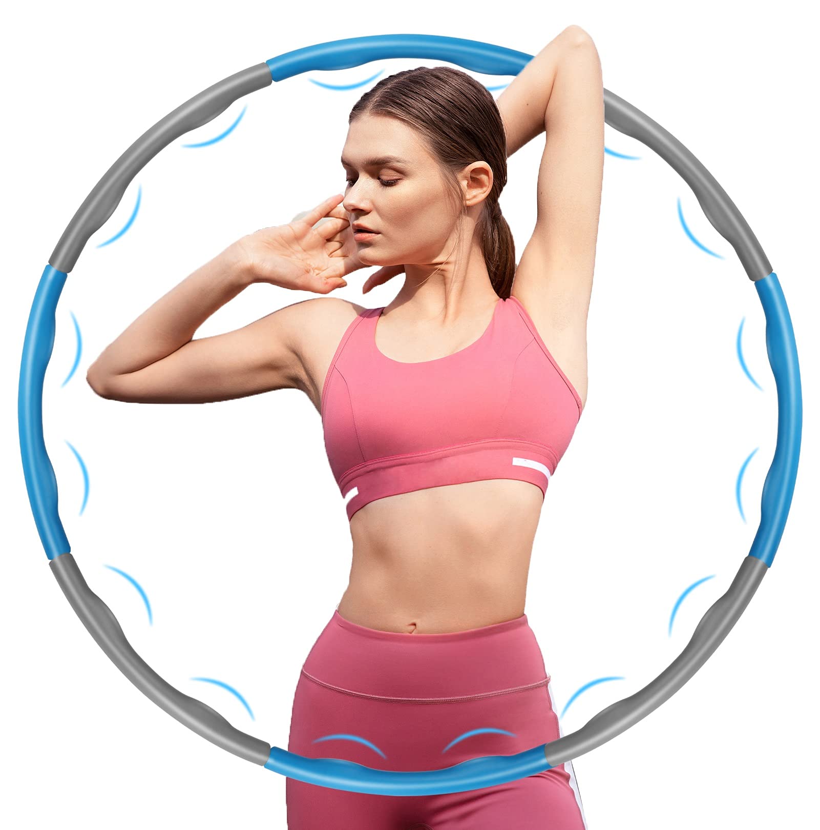 Foxmog Hula Hoola Hoop for Adults Fitness, Soft Weighted Hoola Hoops, 8 Section Detachable Folding Size Adjustable for Weight Loss, Abdominal Shaping, Professional Train Youth Ladies Exercise Workout