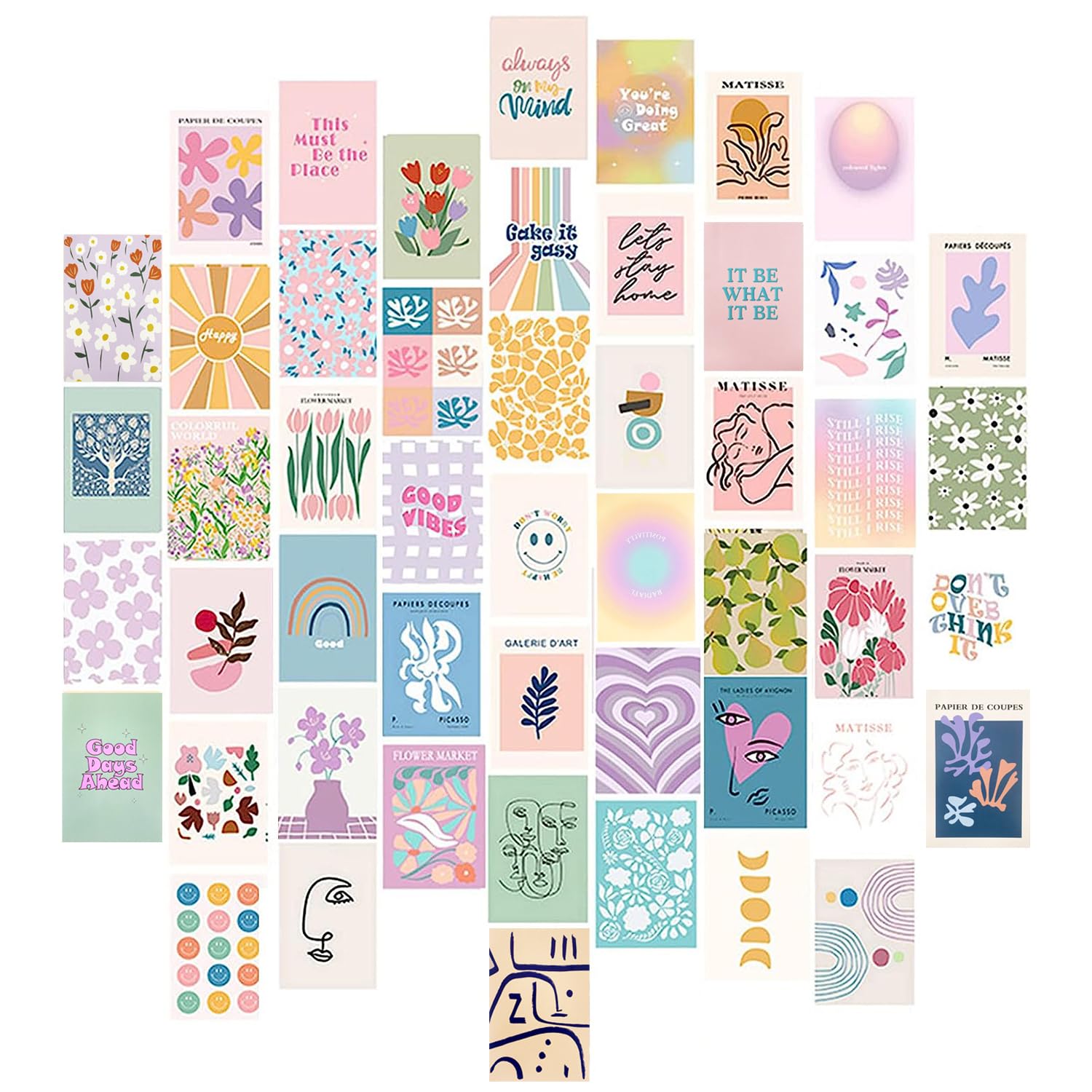 GVSAVY 50 Wall Collage Posters, Retro Photo Collection, Boho Wallpaper, Posters, For Bedroom, Dorm Decoration, For Men And Women, 10 x 15 cm