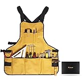 BRITEREE Work Tool Apron for Men and Women, Torso Length with 21 Tool Pockets, Durable Canvas Apron, DIY Enthusiasts, Gifts for Men for Christmas(Yellow)