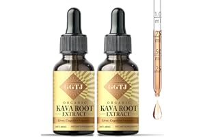 GGTJ Kava Kava Drops, High Concentration Kava Root Extract for for Relaxation and Immune Support, Vegan & Non-GMO, 2 Count