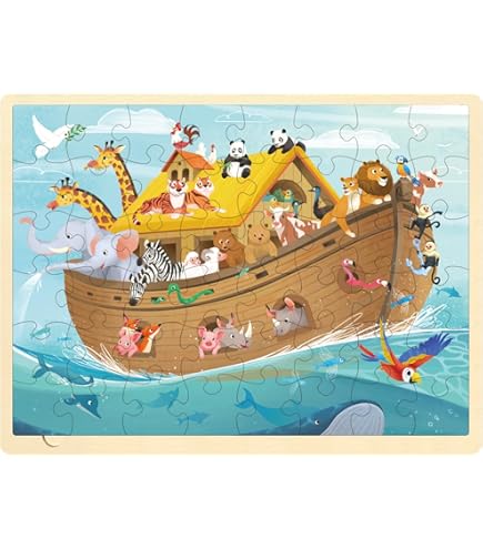 ✴arks✴ Amazon.com: MoinKidz Wooden Noah's Ark Puzzle for Kids Ages