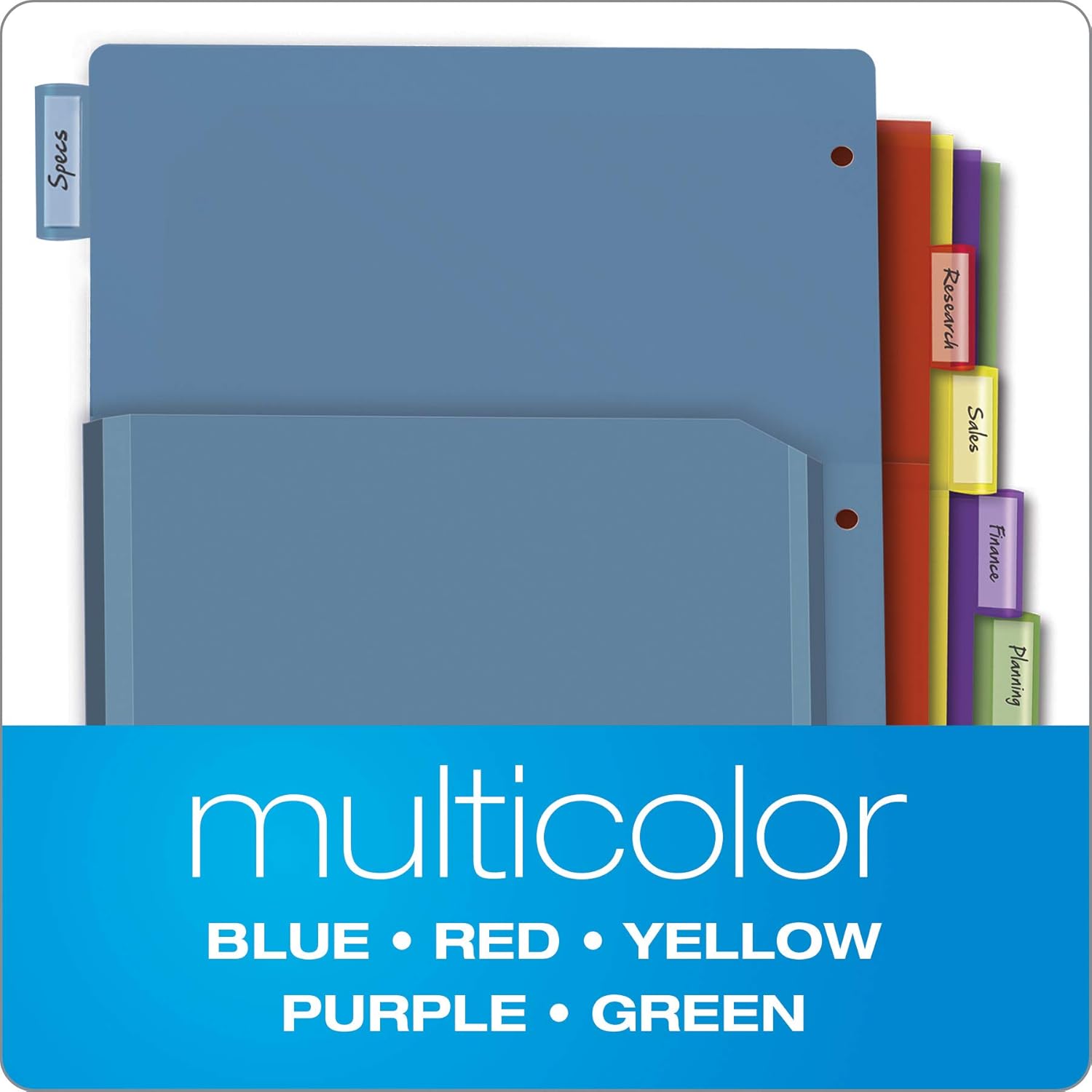 Cardinal Expanding Plastic Binder Dividers, Flexible Front Pockets Expand 1/4", 8-Tab, Insertable Multicolor Tabs, Letter Size, 1 Set (84013) : Binder Index Dividers : Office Products