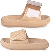 LongBay Comfy Cloud Cushion Slides for Women and Men | Soft Thick Sole EVA Sandals with Adjustable Strap | Non Slip Shower Slippers