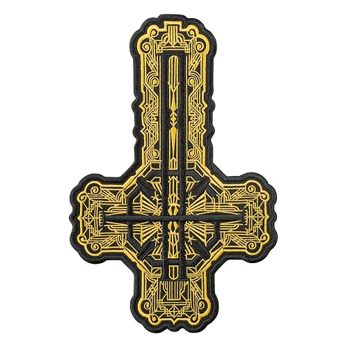 Ghost Band Grucifix Cross Patch with Golden Pattern - Papa Emeritus ...