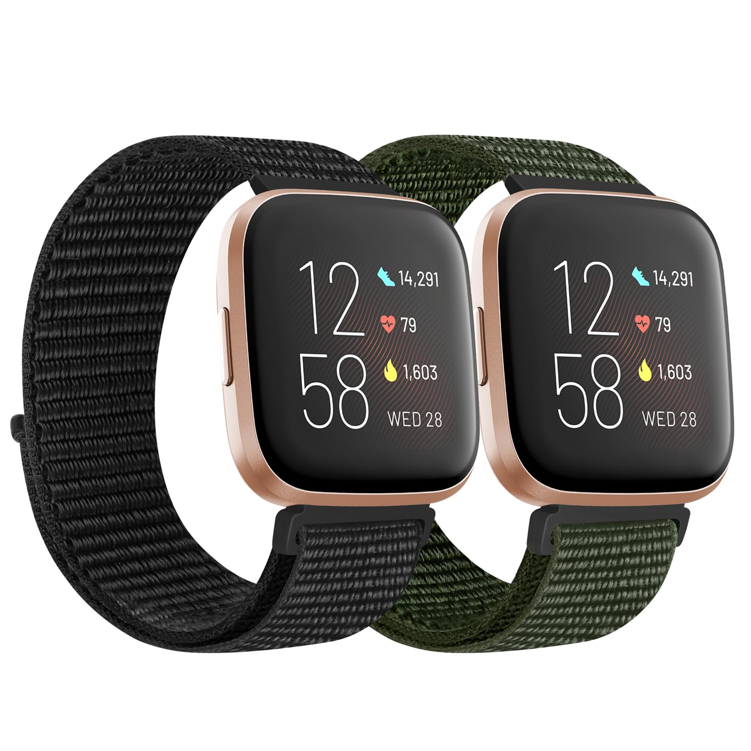 KIBDSNG Nylon Strap Compatible with Fitbit Versa 2 Strap/Versa Lite/SE/Versa Strap, Soft Adjustable Woven Sport Wristbands Replacement Band for Men Women