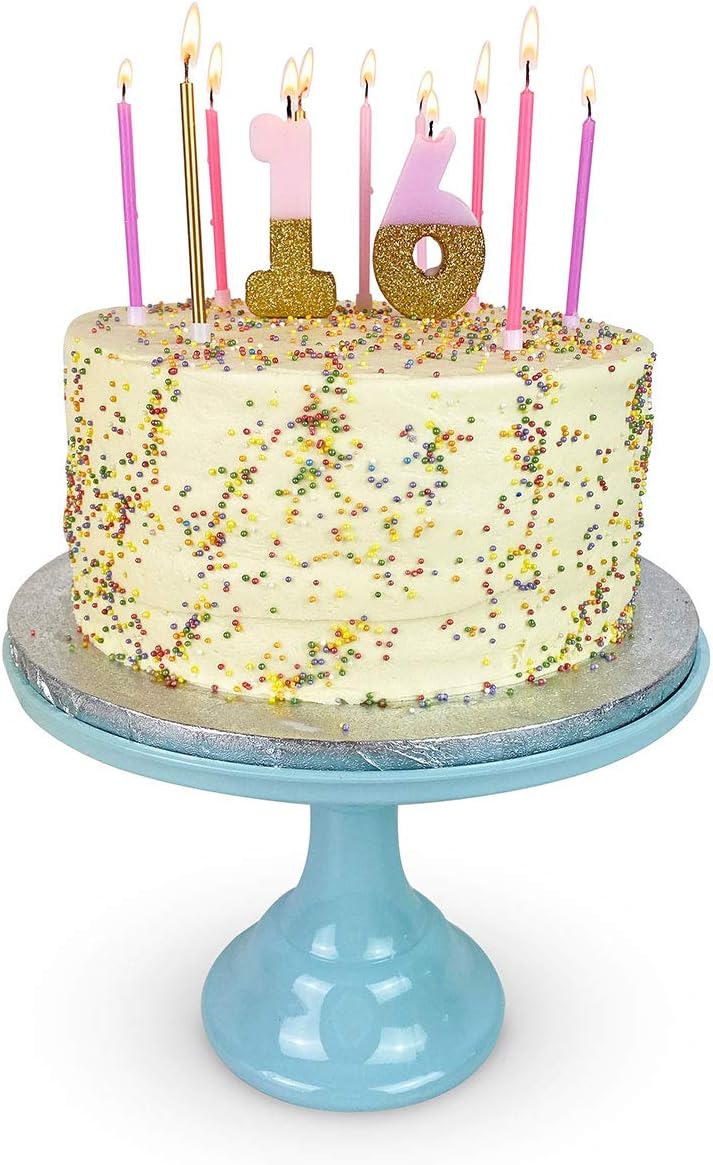 Talking Tables Pink Number 1 Candle with Gold Glitter Premium Quality Cake Topper Decoration For Kids, Adults, Teenagers, 1st Birthday Party, Anniversary, Milestone Age, 3", PINK1: Kitchen & Dining