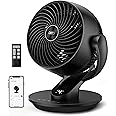 Dreo Smart Fan for Bedroom,120° Vertical and 90° Oscillating Fan with Remote/Voice, 13 Inch Height Quiet Air Circulator for Whole Room, 70 ft, 4 Speeds, 5 Modes, 12H Timer, Desk Fans for Home，Black