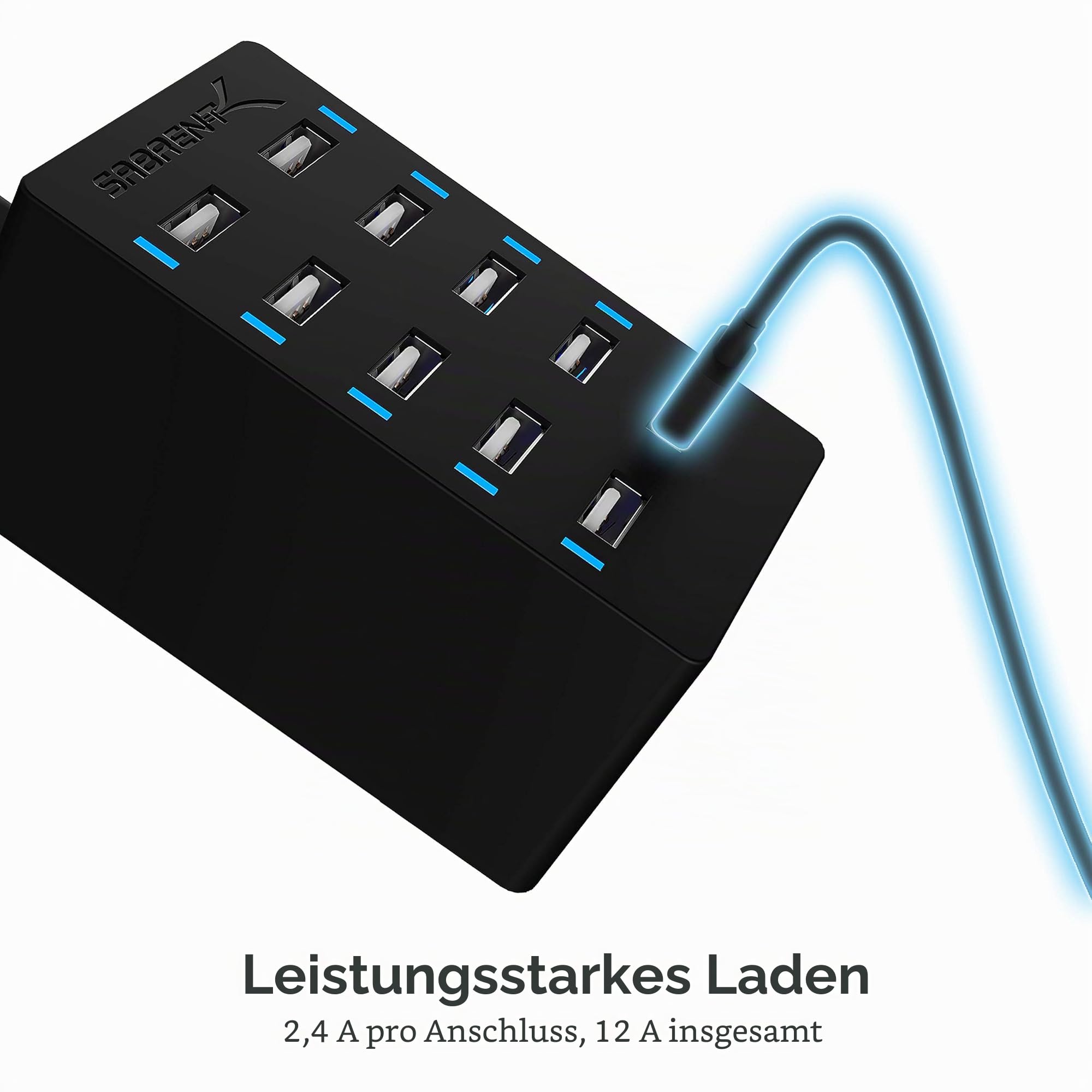 SABRENT USB Ladegerät, 60Watt 10ports USB-Schnellladegerät Ladestation Mehrfach, mit Netzteil, Ladestation für MacBook, USB-C Laptops, Nexus, iPhone, Samsung Galaxy (AX-TPCS) 4