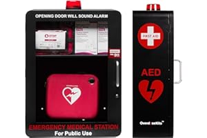 OVERDOSE KITS Large Emergency Medical Station – Wall Mount Cabinet for AEDs, Naloxone, Bleeding Control & First Aid Supplies – Public Access Storage – Black, Large (AED & Accessories Not Included)