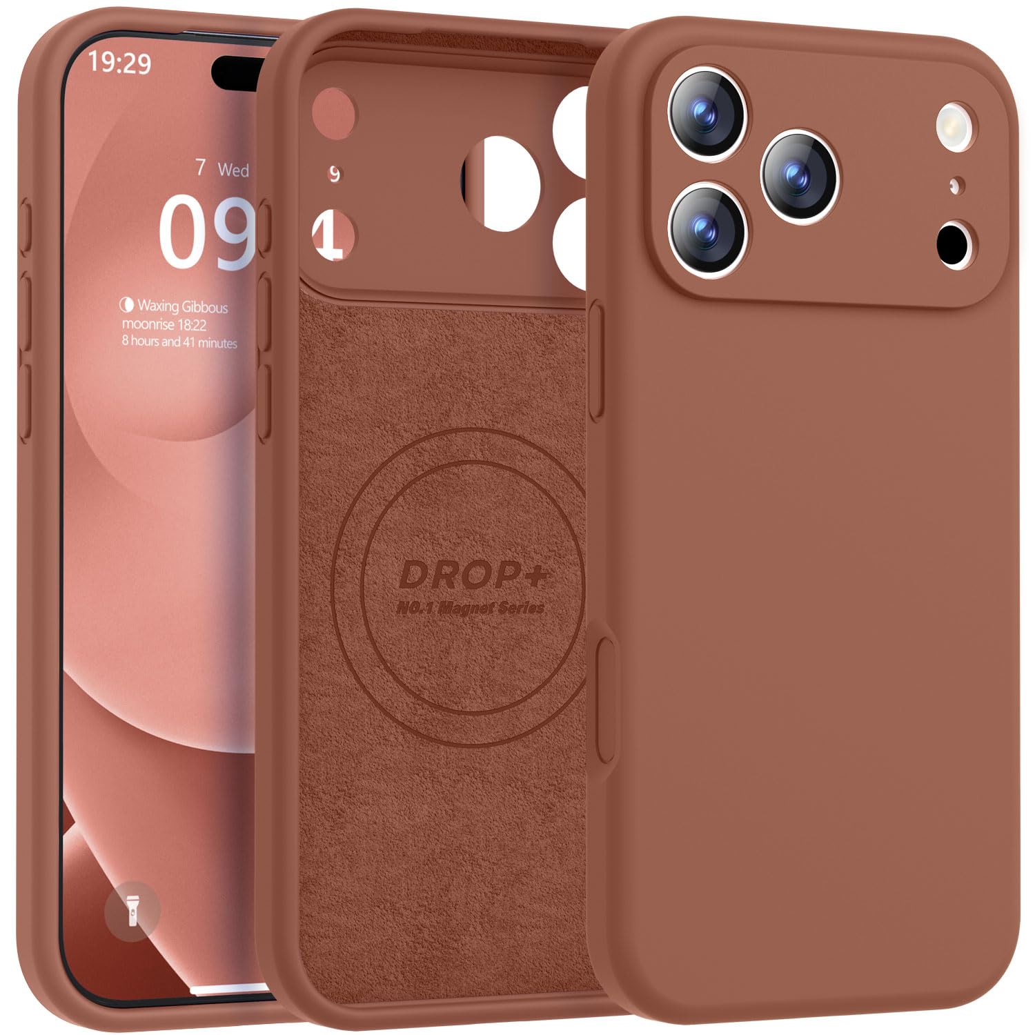 Photo 1 of Ktele Magnetic for iPhone 17 Pro Case [Compatible with Magsafe] [Premium Silicone Satin-Smooth Touch] Slim Shockproof Anti-Scratch Microfiber Lining Case, 6.3 inch, Caramel