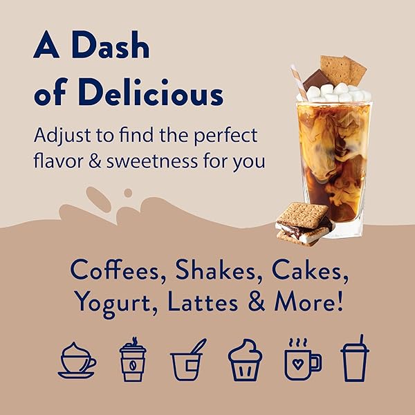 JORDAN’S SKINNY SYRUPS SUGAR FREE COFFEE SYRUP, SMORE’S FLAVOR DRINK MIX, ZERO CALORIE FLAVORING FOR LATTES, PROTEIN SHAKE, FOOD & MORE, GLUTEN FREE, KETO FRIENDLY, 25.4 FL OZ, (PACK OF 1)