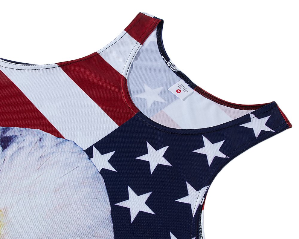 Leapparel Mens Running Tank Top Funny Graphic Printed Sport and Casual Relaxed Vest Shirt Big Size American Flag Eagle Tshirts Tees Small
