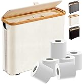 Meetue Toilet Paper Roll Storage, Bathroom Slim Toilet Paper Storage with Lid for 12 Rolls, Ultimate Bathroom Organizer with Anti-Slip Base, Beige 30L
