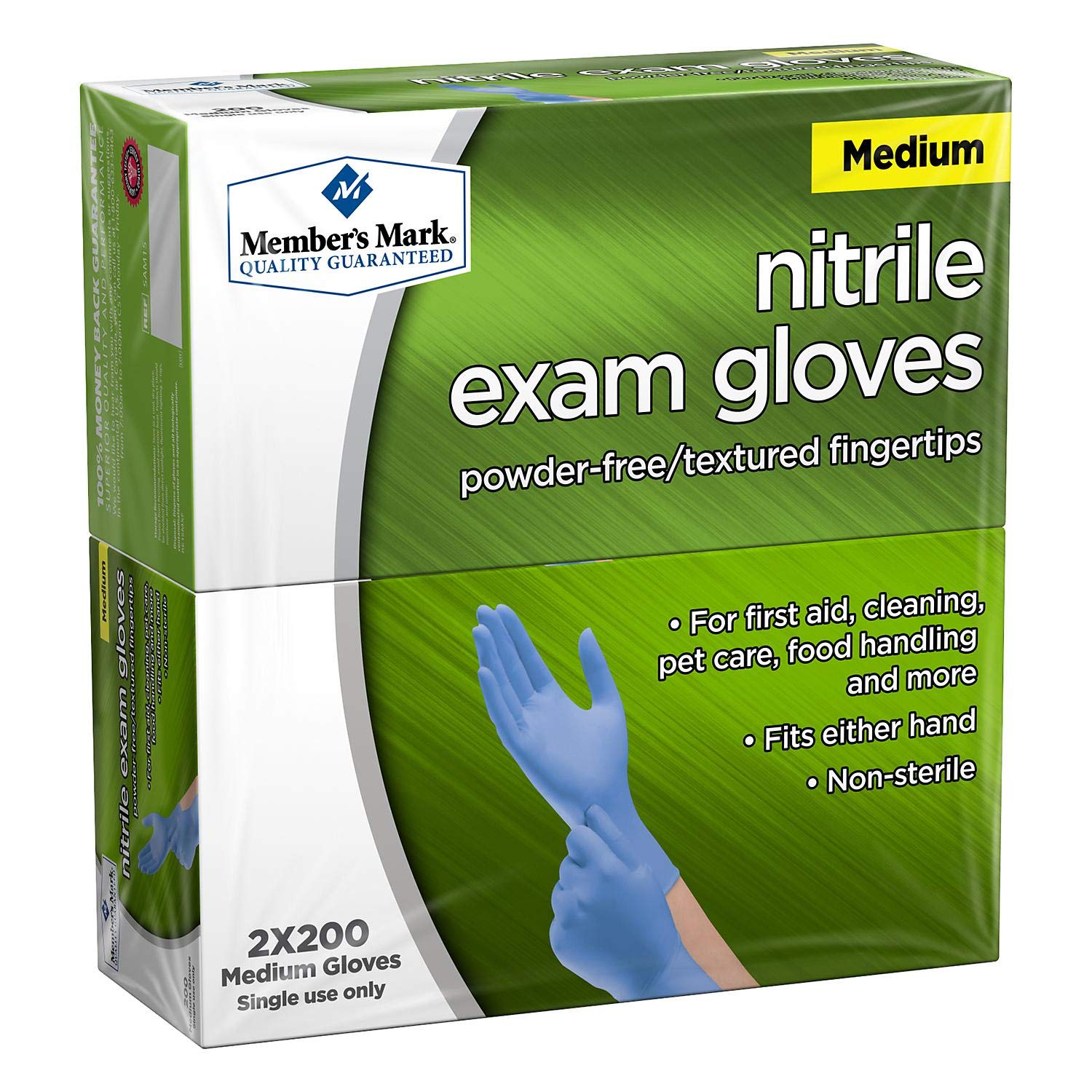 Members Mark Nitrile Exam Glove Medium Gloves 2 X 200 Netcount 400Count