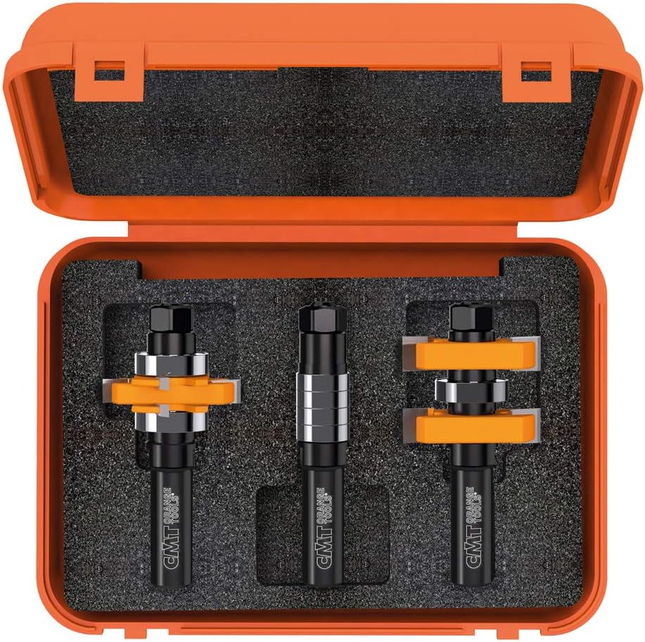 CMT 800.625.11 Adjustable Tongue & Groove Bit Set for Mission Style Cabinet Doors 1/2-Inch, Orange