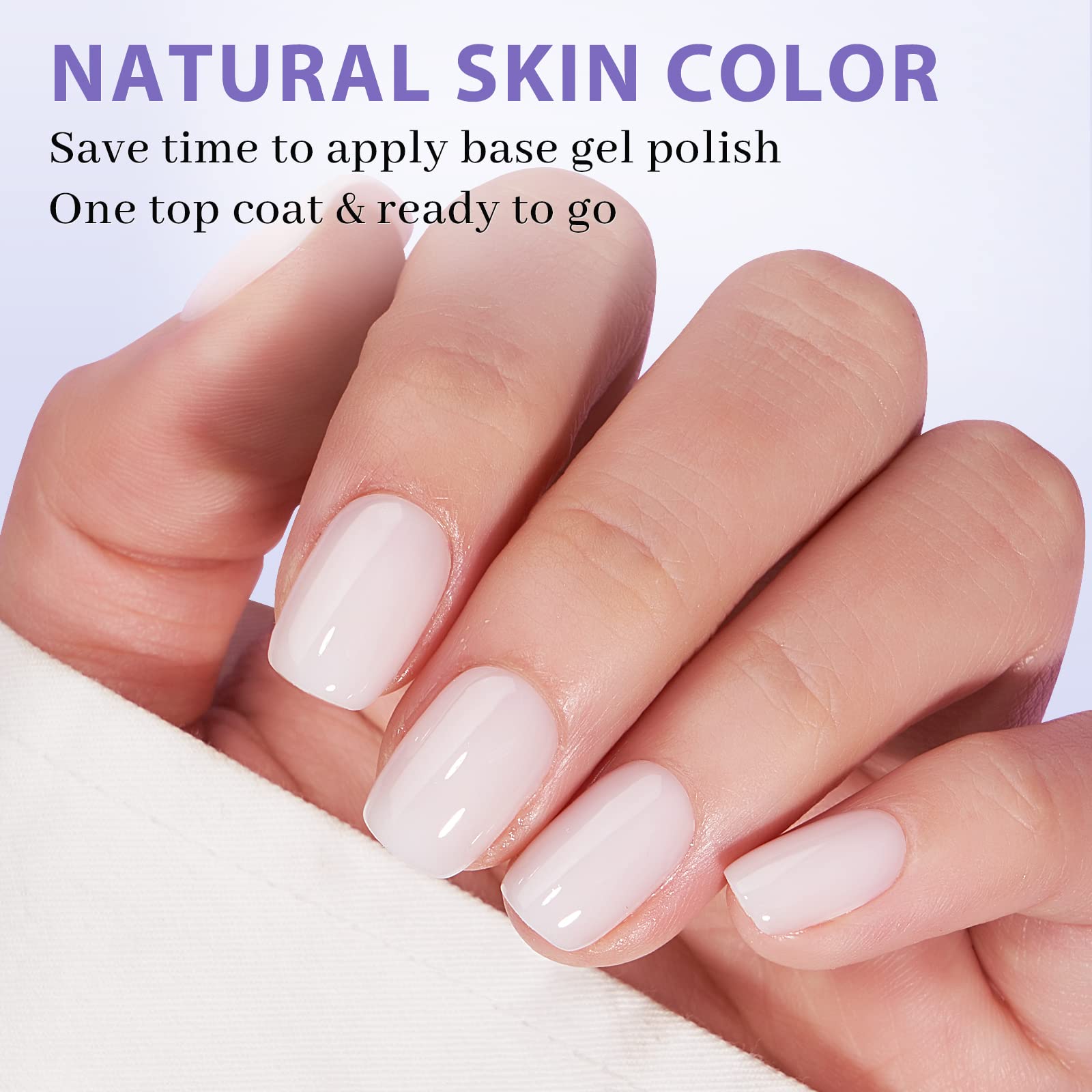BTArtboxnails XS Short Square Gel Nail Tips - Pre Colored Milky White Soft Gel Nail Tips, Milky White Press on Nails, Natural XCOATTIPS Pre Applied Tip Primer - Image 2
