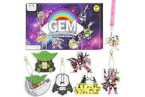 MATHARAGO Diamond Art for Kids 6 Pcs DIY Diamond Painting Cartoon Keyrings Set, Painting by Number Gem Keychains Craft Kits for Kids Ages 6-12, Gifts for Birthday, Back to School