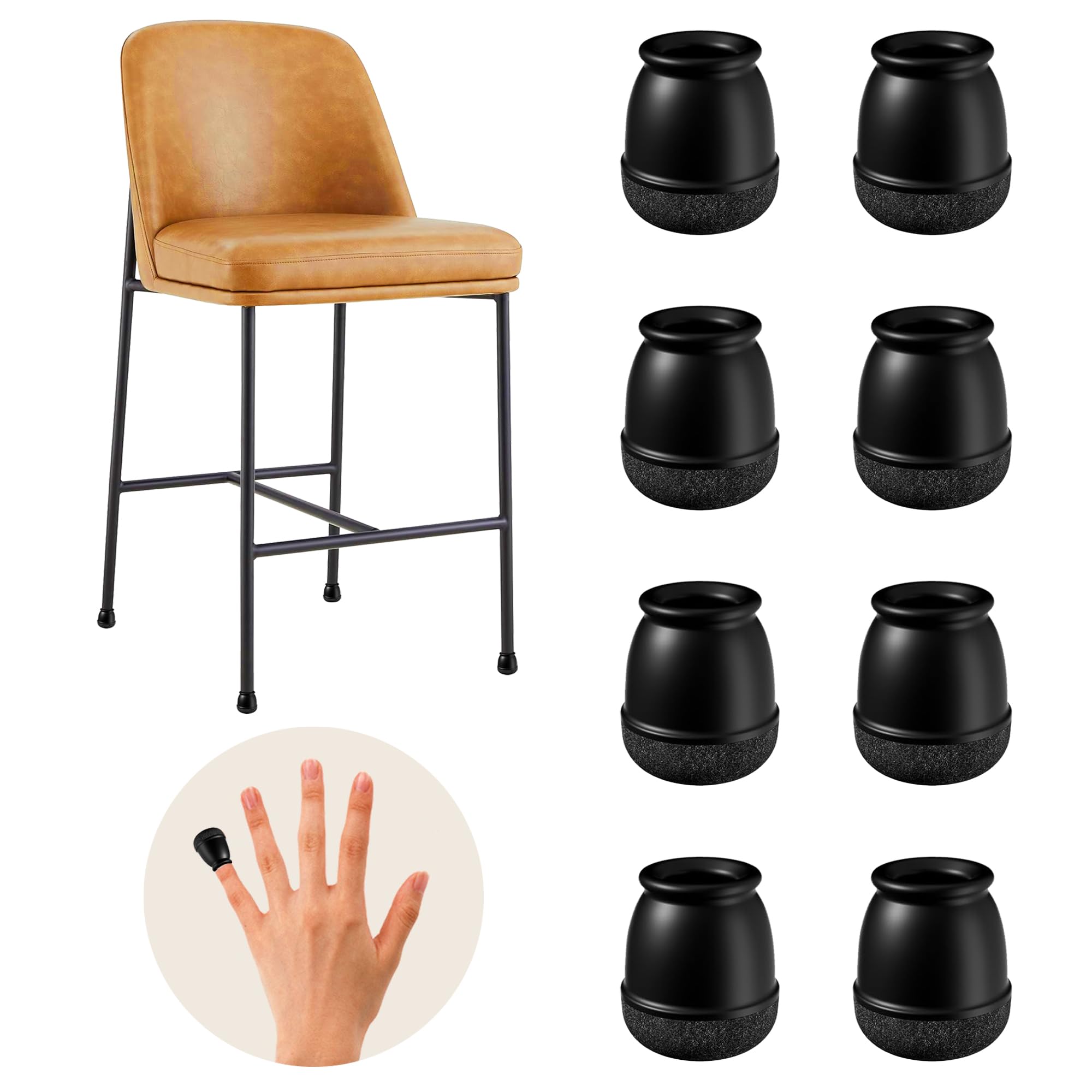 Photo 1 of 20 Pcs Black Extra Small Skinny Chair Leg Floor Protectors for Hardwood Floors, Upgraded Rubber Chair Leg Caps with Felt, Round Furniture Leg Feet Covers, No Scratches Reduce Noise (Fit 0.4"-0.55")